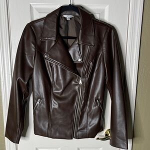 Time and Tru Dark Brown Faux Leather Jacket